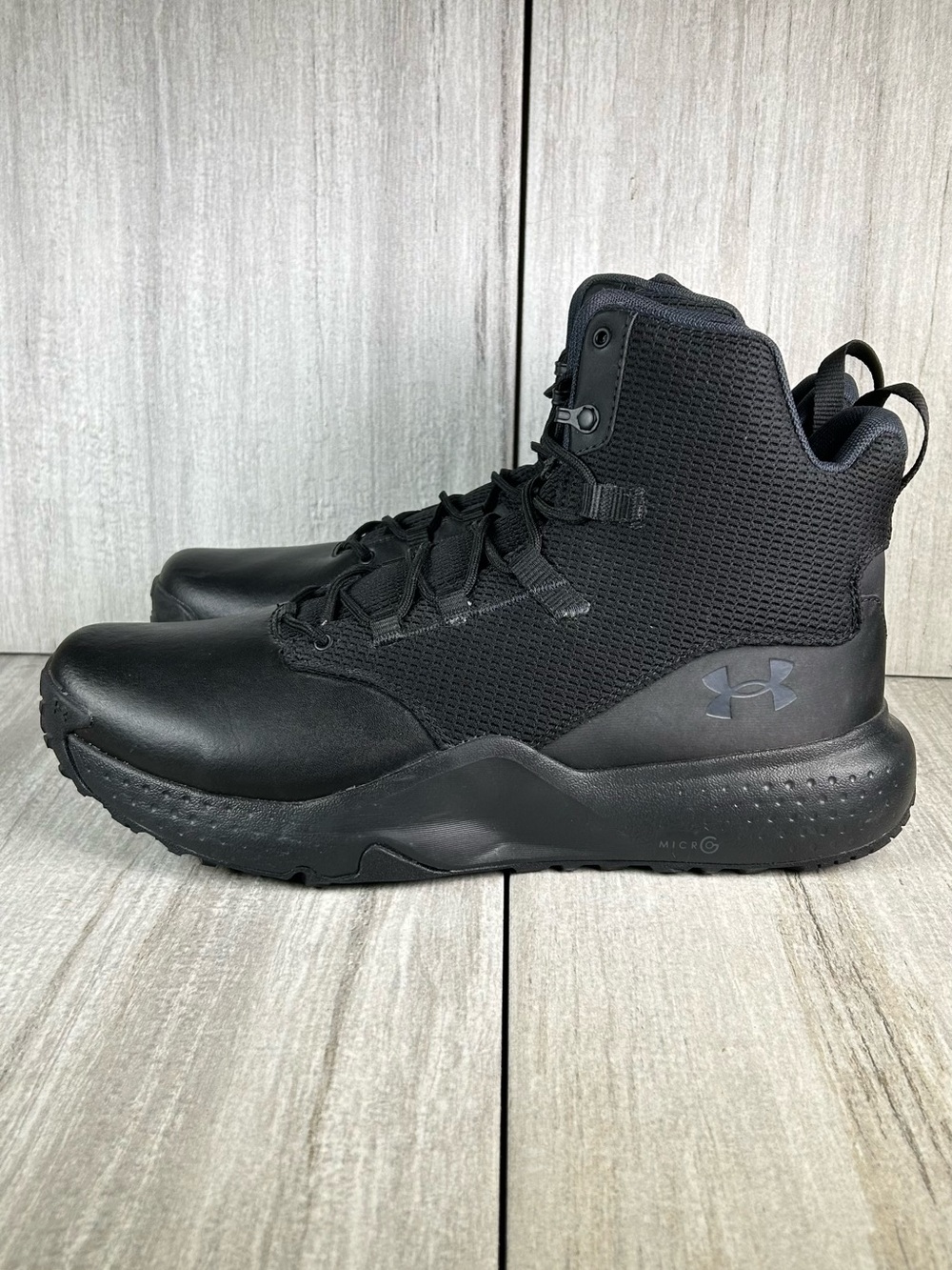 WORN 1x Under Armour Micro G Stellar Mid Black Tactical Combat Boot Mens Size 15 - Picture 3 of 10